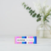 ブルーカラフルピンクミニマルストライプリスト スキニー名刺 (スタンド正面)