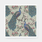 ブルーカラフルピーコックとマグノリアセージグリーン スタンダードランチョンナプキン (正面)