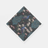 ブルーカラフルピーコックとマグノリアブラック スタンダードランチョンナプキン (角)