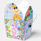 ブルーカラフルフローラアニマルBohoガールベビーシャワー フェイバーボックス (見開き)