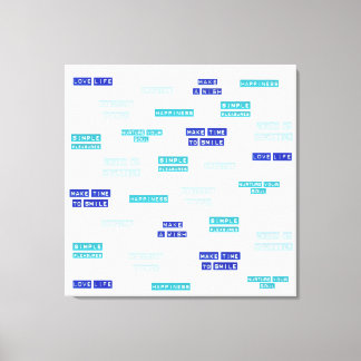 ブルーカラフルホワイト文字ハッピーやる気を起こさせる引用文 キャンバスプリント