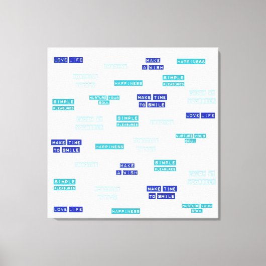 ブルーカラフルホワイト文字ハッピーやる気を起こさせる引用文 キャンバスプリント (正面)