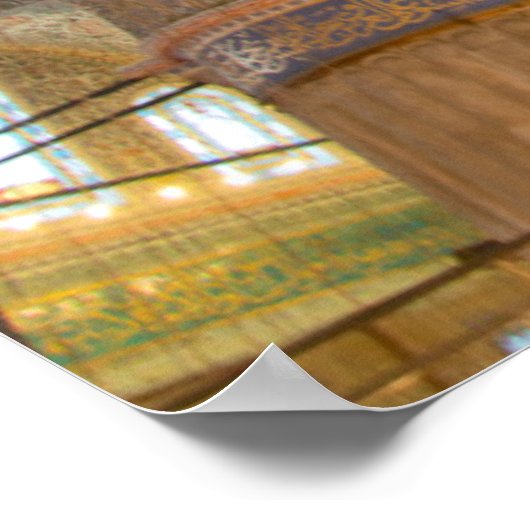 ブルーカラフルモスクのインテリアドーム天井 ポスター (角)