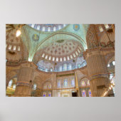 ブルーカラフルモスクのインテリアドーム天井 ポスター (正面)