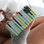 ブルーカラフルモダングリーンターコイズストライプ Case-Mate iPhone 14 PROケース<br><div class="desc">ネイビはっきりしたー、ミント、アクア、ティール（緑がかった色）、ライム、グリーン、マスタード、イエローの。この電話ケースはスタイリッシュお名前モダンかメッセージを特集してパーソナライズされたいる。</div>