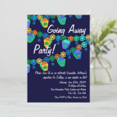 ブルーカラフルランタンゴ遠くにパーティの招待状 招待状 (スタンド正面)