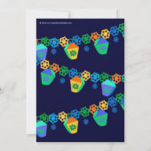 ブルーカラフルランタンゴ遠くにパーティの招待状 招待状 (裏面)