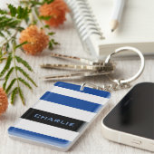 ブルーカラフル名前をカスタムする キーホルダー (正面右)