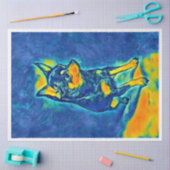 ブルーカラフル&イエローチワフアデクページ紙 薄葉紙 (クラフト)