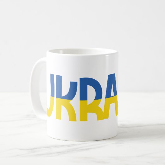 ブルーカラーとイエローカラーの碑文 コーヒーマグカップ (正面左)