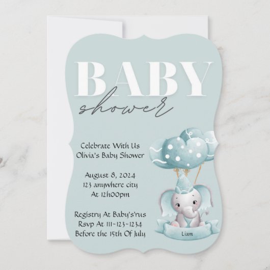 ブルーカラーのベビーシャワー招待状 セーブザデート (正面)