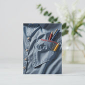 ブルーカラーのワークシャツ ポストカード (スタンド正面)