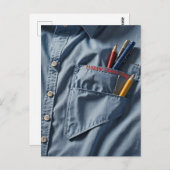 ブルーカラーのワークシャツ ポストカード (正面/裏面)