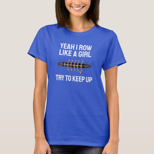 ブルーカラーの女子ボート部員のためのウィメンズTシャツ Tシャツ (正面)