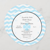 ブルーカラーの時計のデザインのウェディングシャワー招待状 招待状 (正面/裏面)