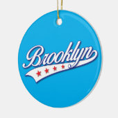ブルーカラーエレガントブルックリンスウッシュロゴデザイン セラミックオーナメント (左)