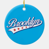 ブルーカラーエレガントブルックリンスウッシュロゴデザイン セラミックオーナメント (裏面)