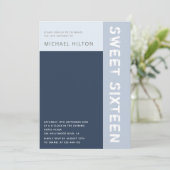 ブルーカラーエレガントブロックボーイsweet sixteeninvita 招待状 (スタンド正面)