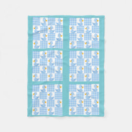 ブルーカラーキルトダッキー（アヒルちゃん）デザインフリースブランケット フリースブランケット