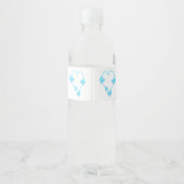 ブルーカラーバタフライハート結婚デザイン ペットボトルラベル (裏面)