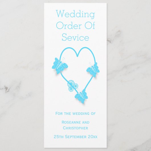 ブルーカラーバタフライハート結婚式 プログラム (正面)