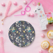 ブルーカラーフローラ紙プレート ペーパープレート (パーティー)