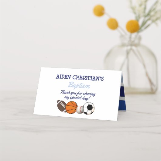 ブルーカラーブロックスポーツパーティー座席表 プレイスカード (裏面)