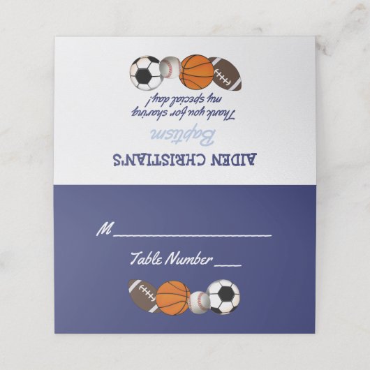 ブルーカラーブロックスポーツパーティー座席表 プレイスカード (外部開封)