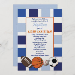 ブルーカラーブロックスポーツボーイ洗礼 招待状