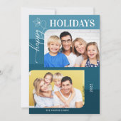 ブルーカラーブロックハッピーホリデー2枚 シーズンカード (正面)