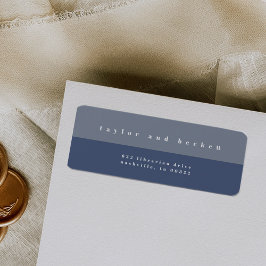 ブルーカラーブロック差出人住所ラベル ラベル