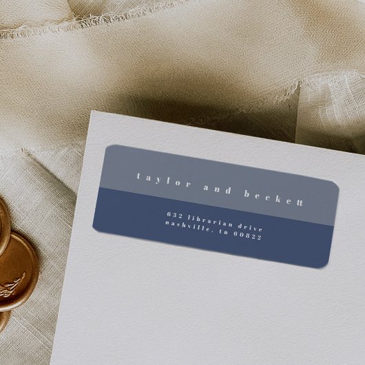 ブルーカラーブロック差出人住所ラベル ラベル