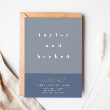 ブルーカラーブロック結婚式招待状