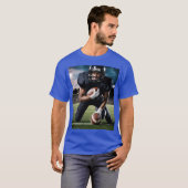 ブルーカラープリントTシャツコットン品質デザイン Tシャツ (正面フル)