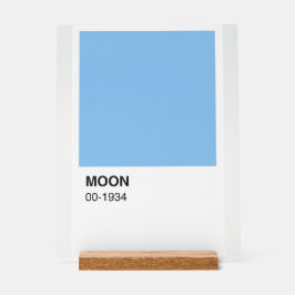 ブルーカラームーンソング – 白い背景 アクリルサイン