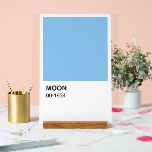 ブルーカラームーンソング – 白い背景 アクリルサイン (ウェディング)