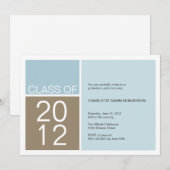 ブルーカラーモダンブロッククラス卒業招待状 招待状 (正面/裏面)