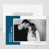 ブルーカラーモダンブロックメリークリスマスフォト シーズンカード (正面/裏面)