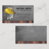 ブルーカラーロゴ木皮革の背景 名刺 (正面/裏面)