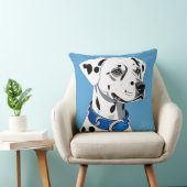 ブルーカラー付きダルマチアン犬ポートレート クッション (椅子)