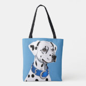 ブルーカラー付きダルマチアン犬ポートレート トートバッグ (裏面)