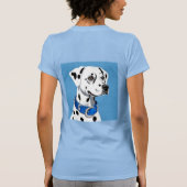 ブルーカラー付きダルマチアン犬ポートレート Tシャツ (裏面)