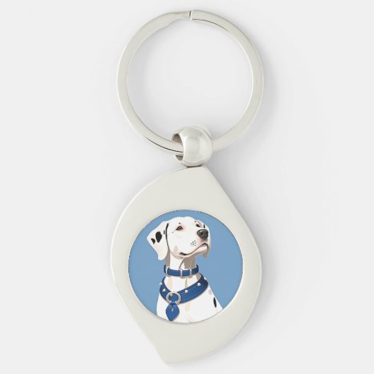 ブルーカラー付きダルマチア犬 キーホルダー (正面)