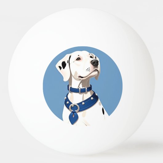 ブルーカラー付きダルマチア犬 卓球ボール (正面)