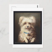 ブルーカラー付きホワイトドッグヴィンテージ ポストカード (正面/裏面)