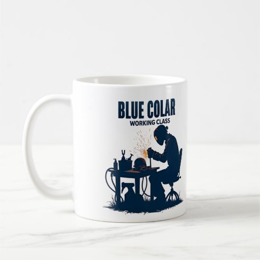 ブルーカラー加工クラス溶接プライド コーヒーマグカップ (左)