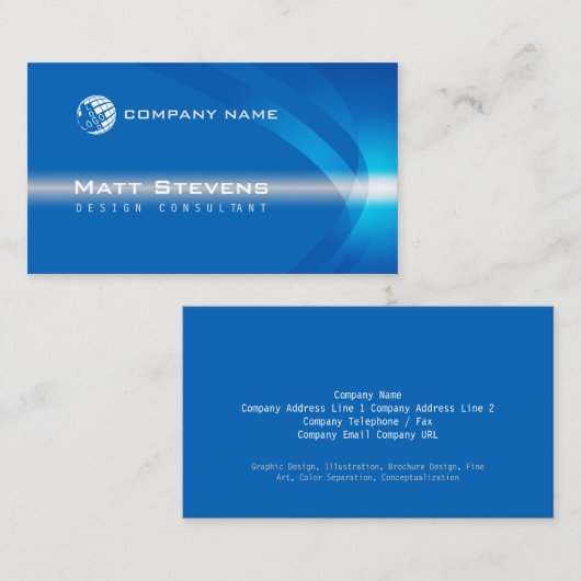 ブルーカラー波名刺 名刺 (正面/裏面)