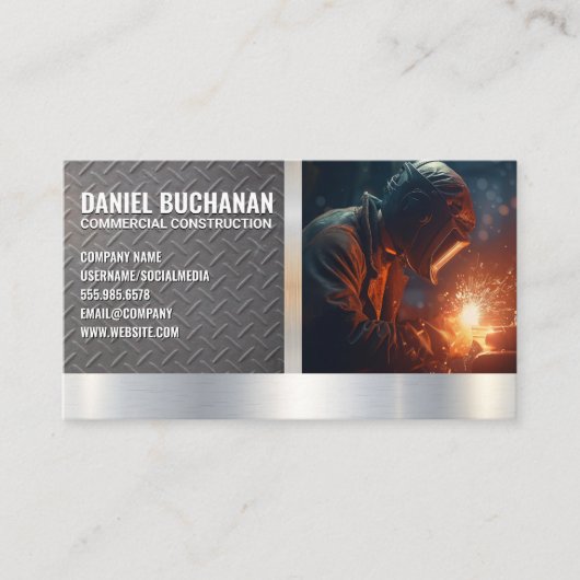 ブルーカラー溶接機労働者 | 鉄火の粉 名刺 (正面)