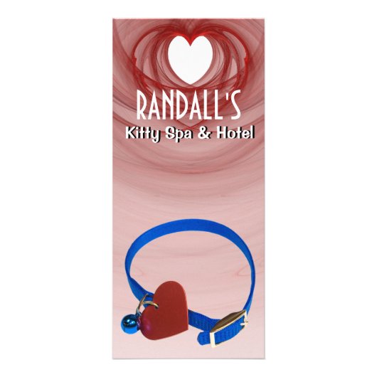 ブルーカラー赤いハート猫好き ラックカード (正面)