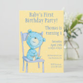 ブルーカリコベア誕生日 招待状 (スタンド正面)